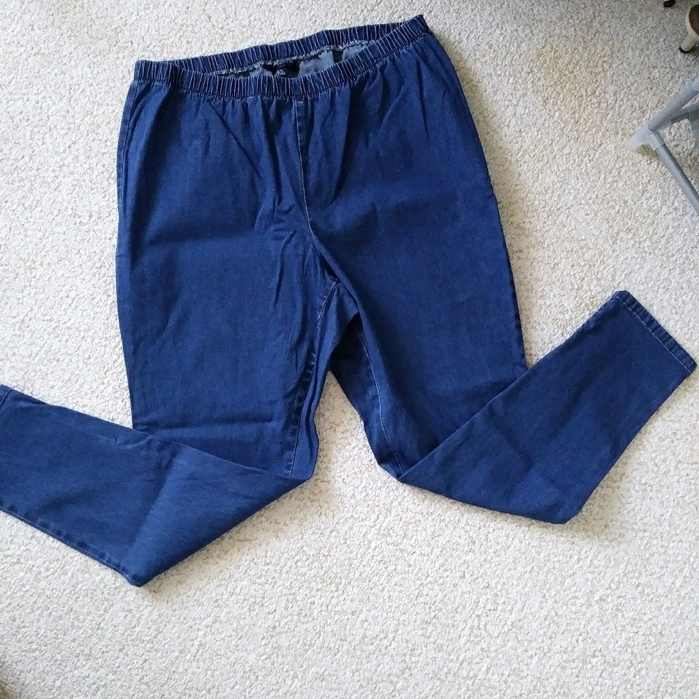 Women's Elastic Waist Blue Jeans